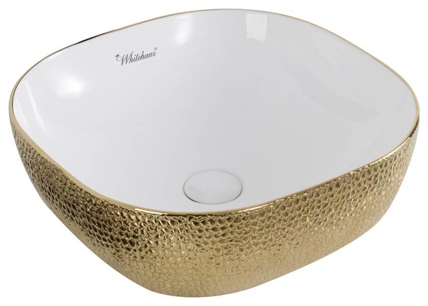 Whitehaus WH71301-F25 Square Basin w/ Embossed Exterior And Smooth Interior