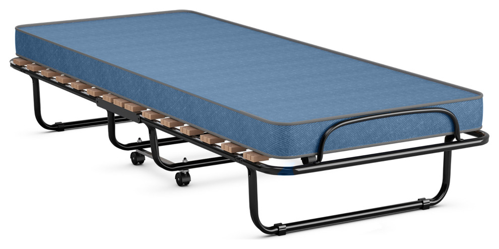 costway portable folding bed with mattress rollaway cot