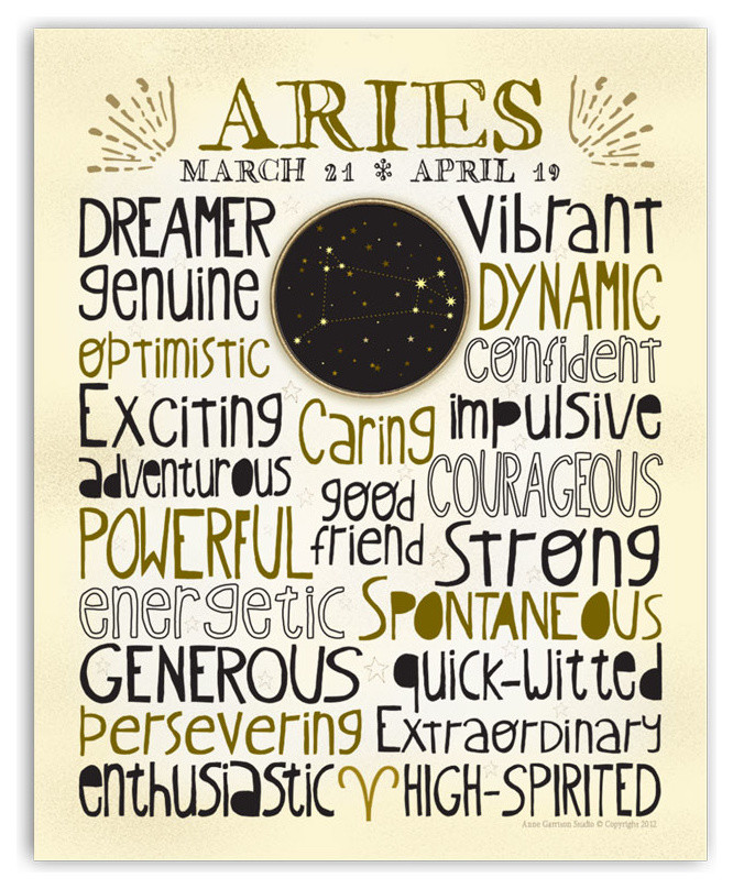 Aries • Zodiac Typography Print, 8x10