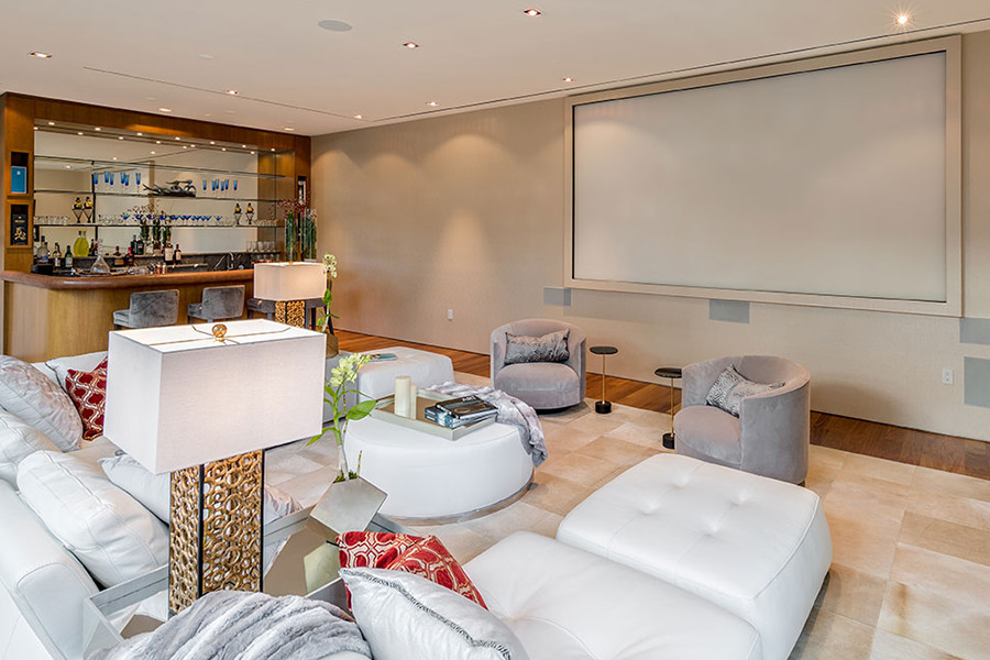 This is an example of a modern home theatre in Miami.