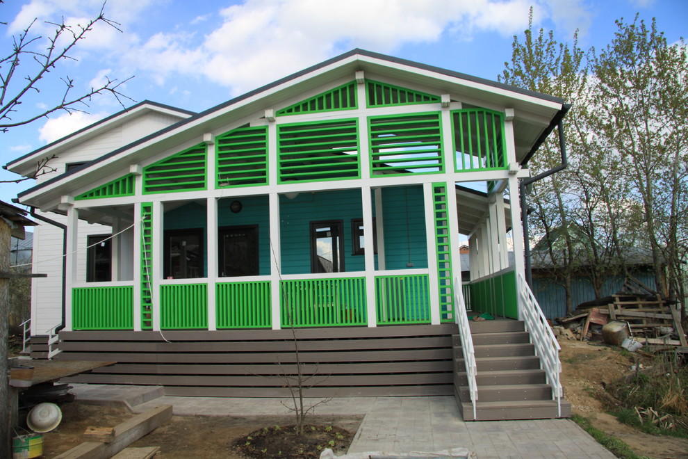 Дом с верандой каркасный 86м2