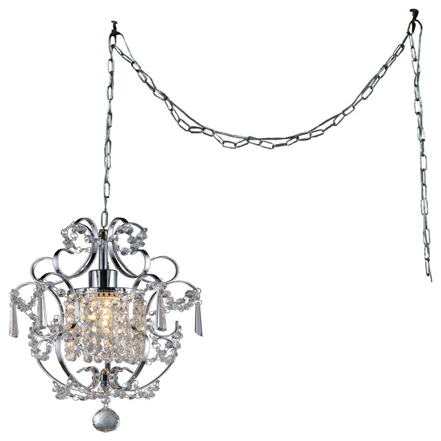 Warehouse Of Cynthia 1 Light Crystal 11 Chrome Swag Lamp - Mini Crystal Swag Chandelier Warehouse Of Cynthia 1 Light Crystal 11 Chrome Swag Lamp - Mini Crystal Swag Chandelier