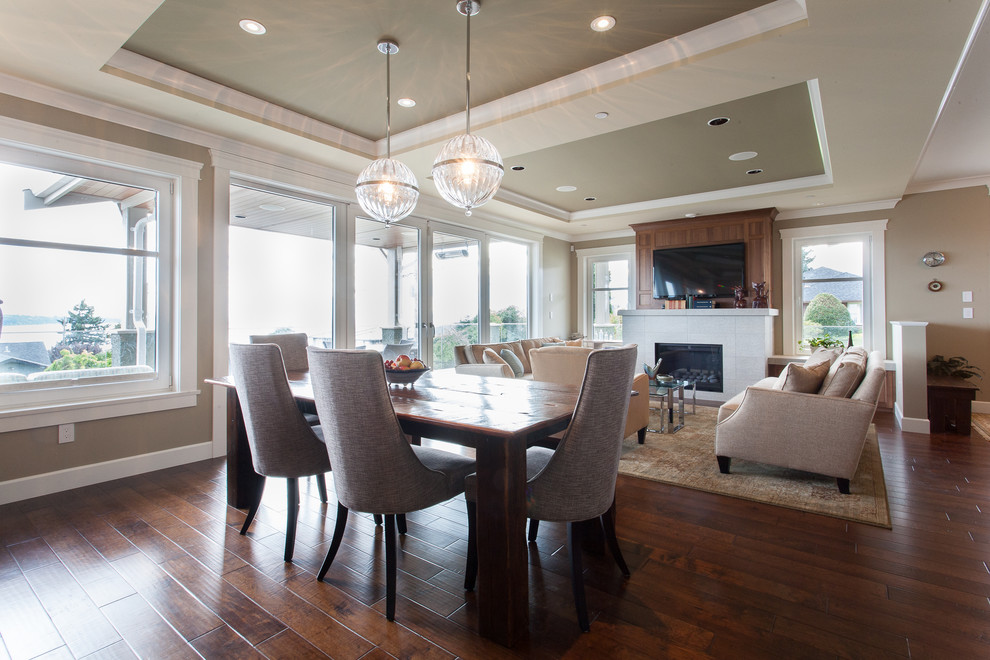 Design ideas for a transitional open plan dining in Vancouver.