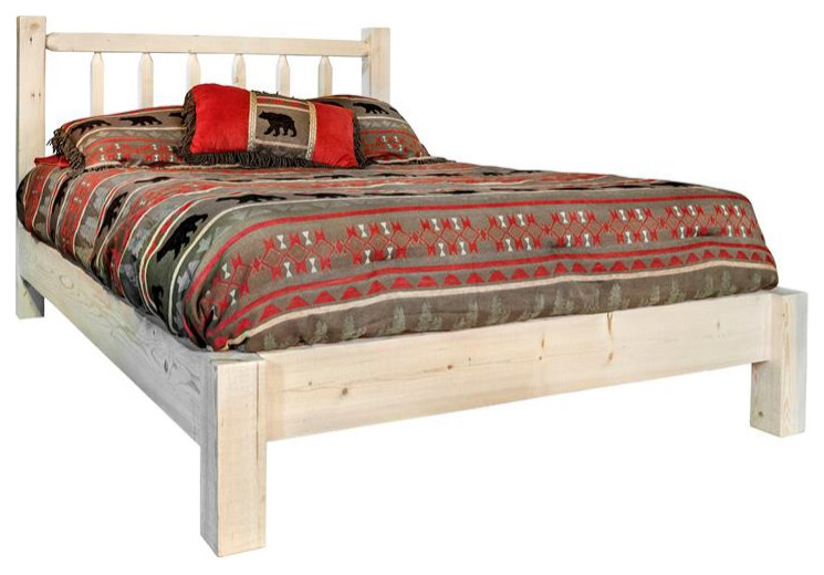 Montana Woodworks Homestead 88" Wood King Platform Bed in Natural Lacquered