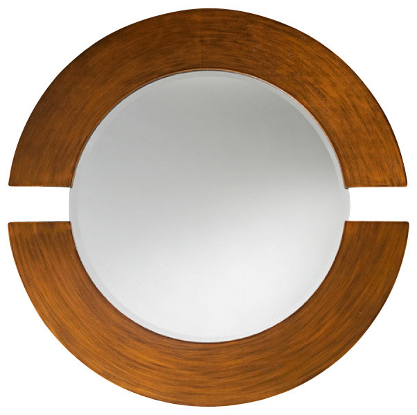 Orbit Round Brushed Copper Mirror Contemporary Wall Mirrors by