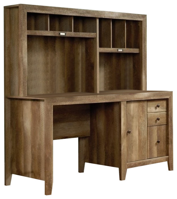 Bowery Hill Computer Desk With Hutch In Craftsman Oak Rustic