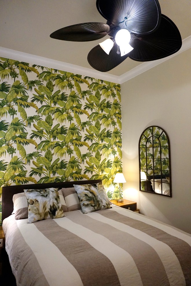Design ideas for a tropical master bedroom in Barcelona.