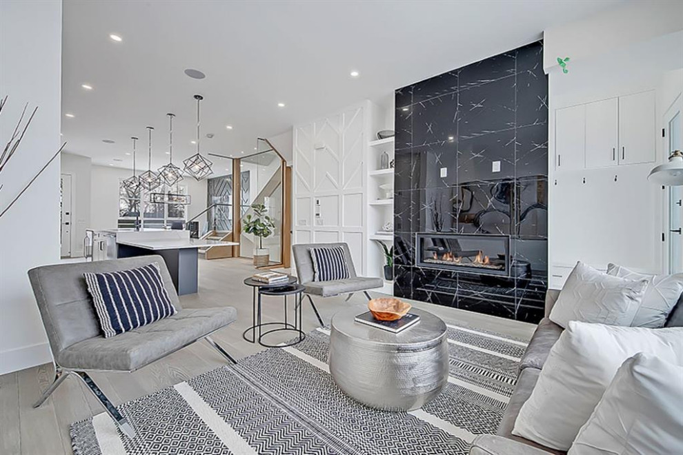 Transitional home design photo in Calgary