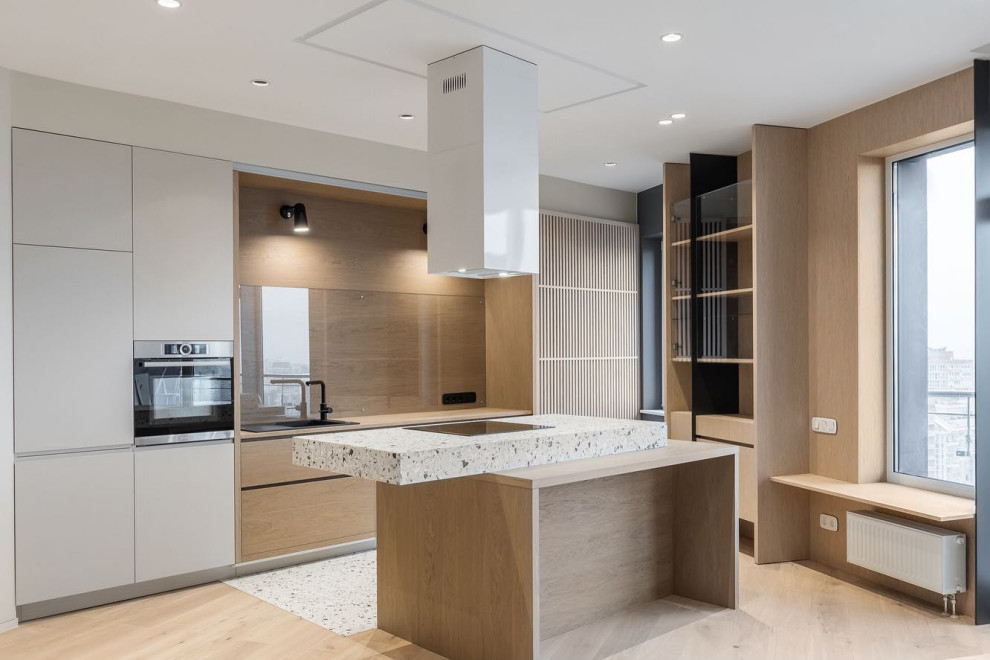 Красивая кухня с интегрированной ручкой