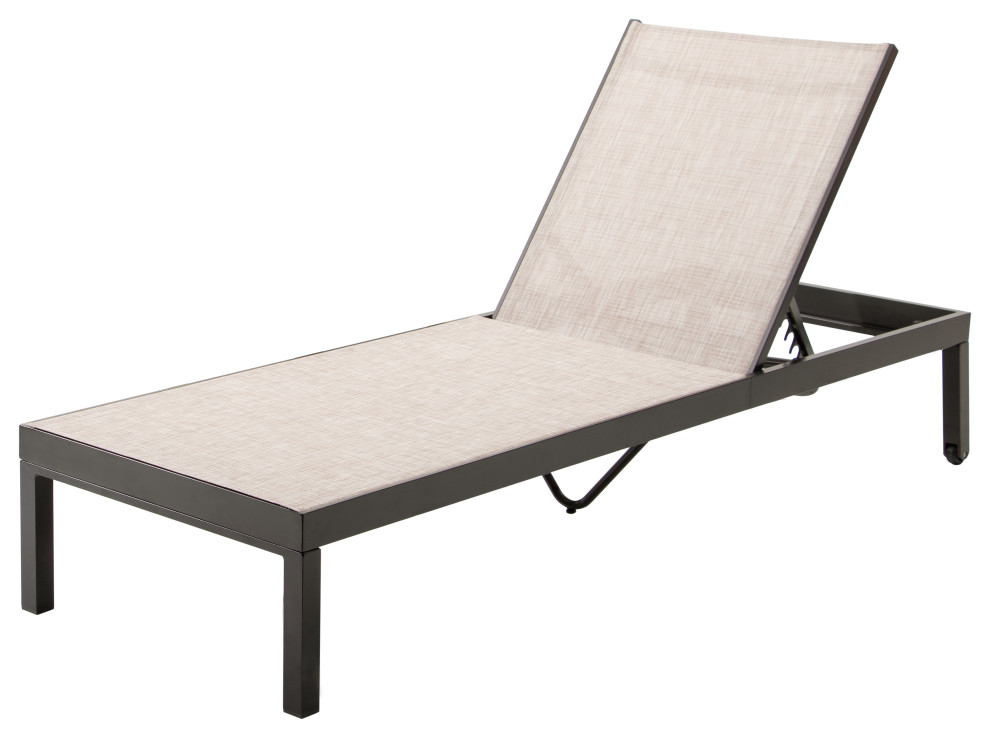 Outdoor Aluminum Adjustable Chaise Lounge Chair with Wheels,Beige