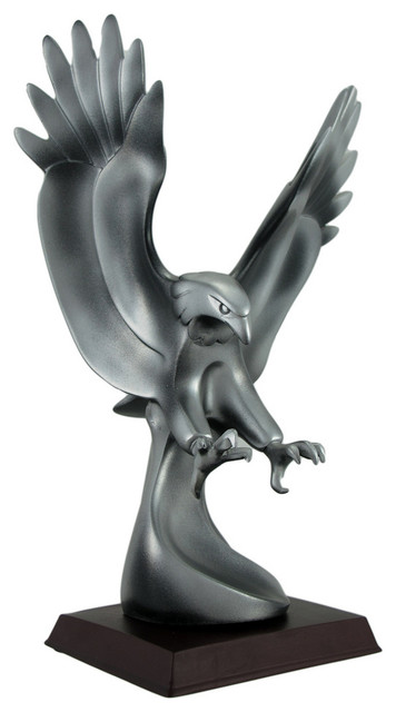 Abstract Eagle Swooping Inch For the Catch Statue Silver Finish
