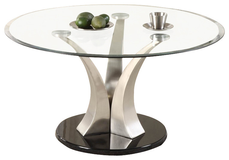 Homelegance Charlaine 3-Piece Coffee Table Set on Chrome Pillars
