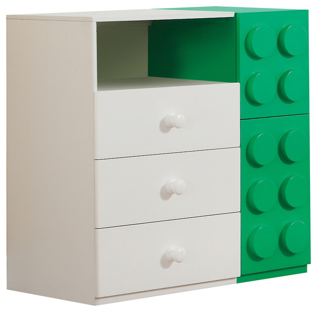 Acme Playground 3 Drawer 2 Door Kids Dresser White And Green