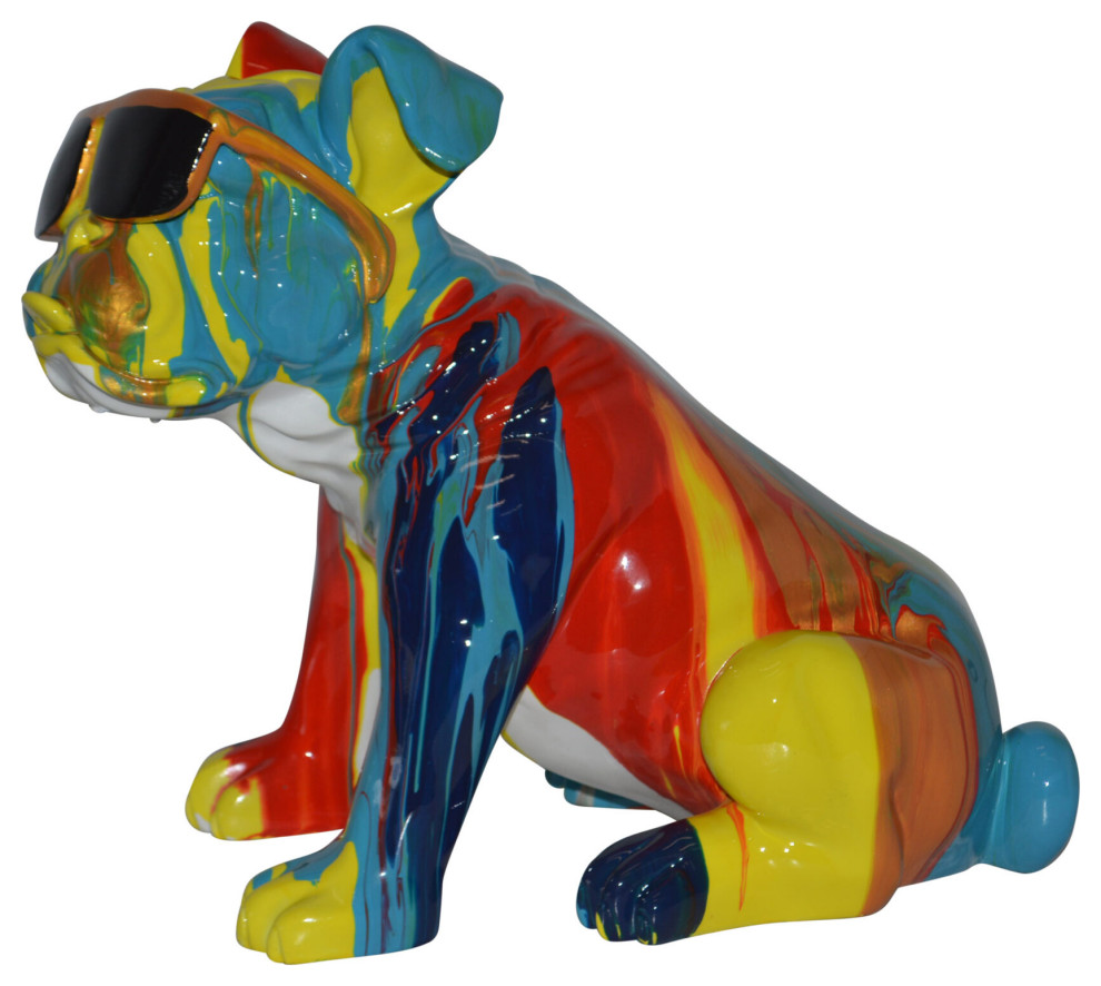 Modern art Bulldog with Sunglasses Resin Statue - Size: 16"L x 9"W x 14"H.  - Contemporary - Decorative Objects And Figurines - by Fine Arts Outlet AKA  Nifao | Houzz