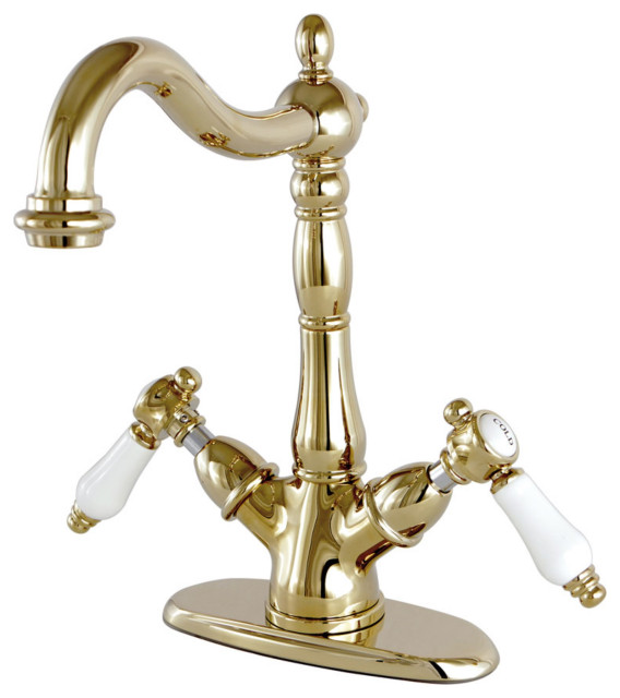 Kingston Brass KS1492BPL Vessel Sink Faucet, Polished Brass