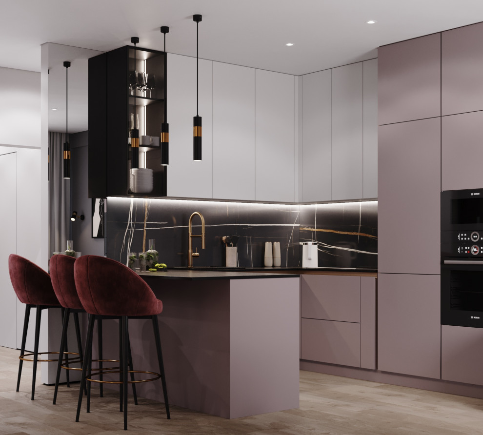 Кухня-гостиная в проекте для молодой девушки