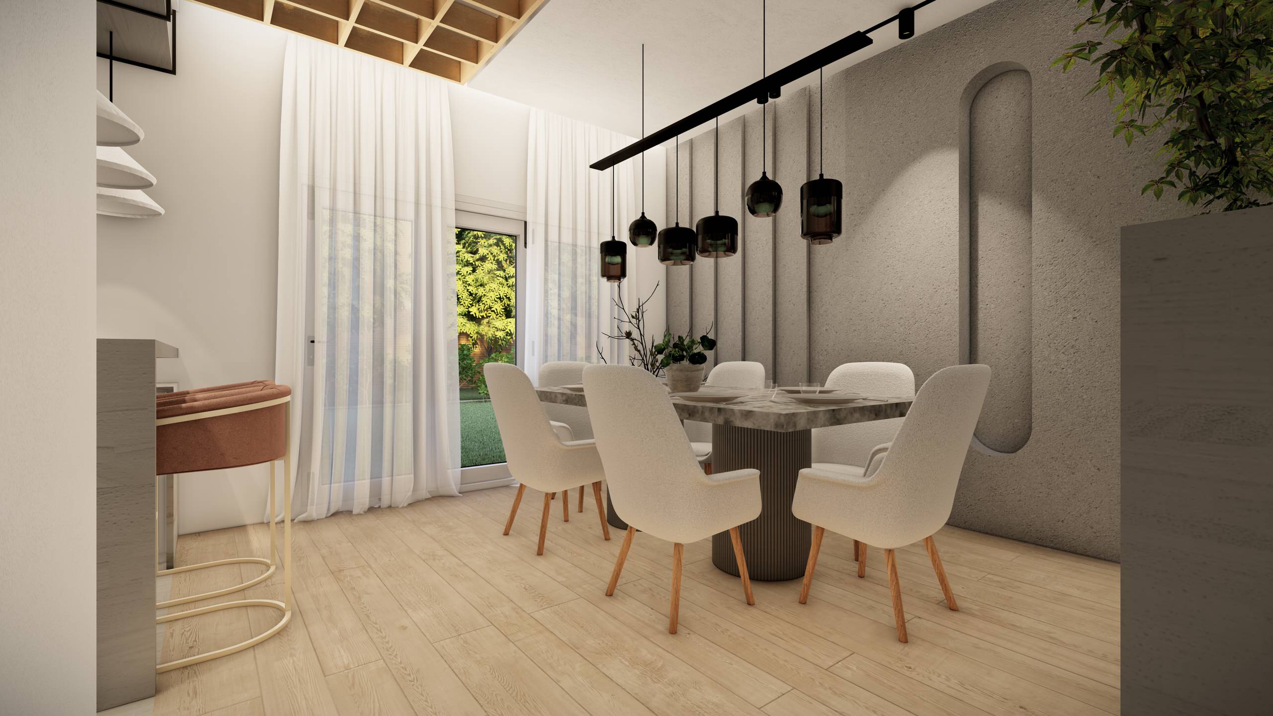 Modern Dining Area with Minimalist Touches in Weybridge