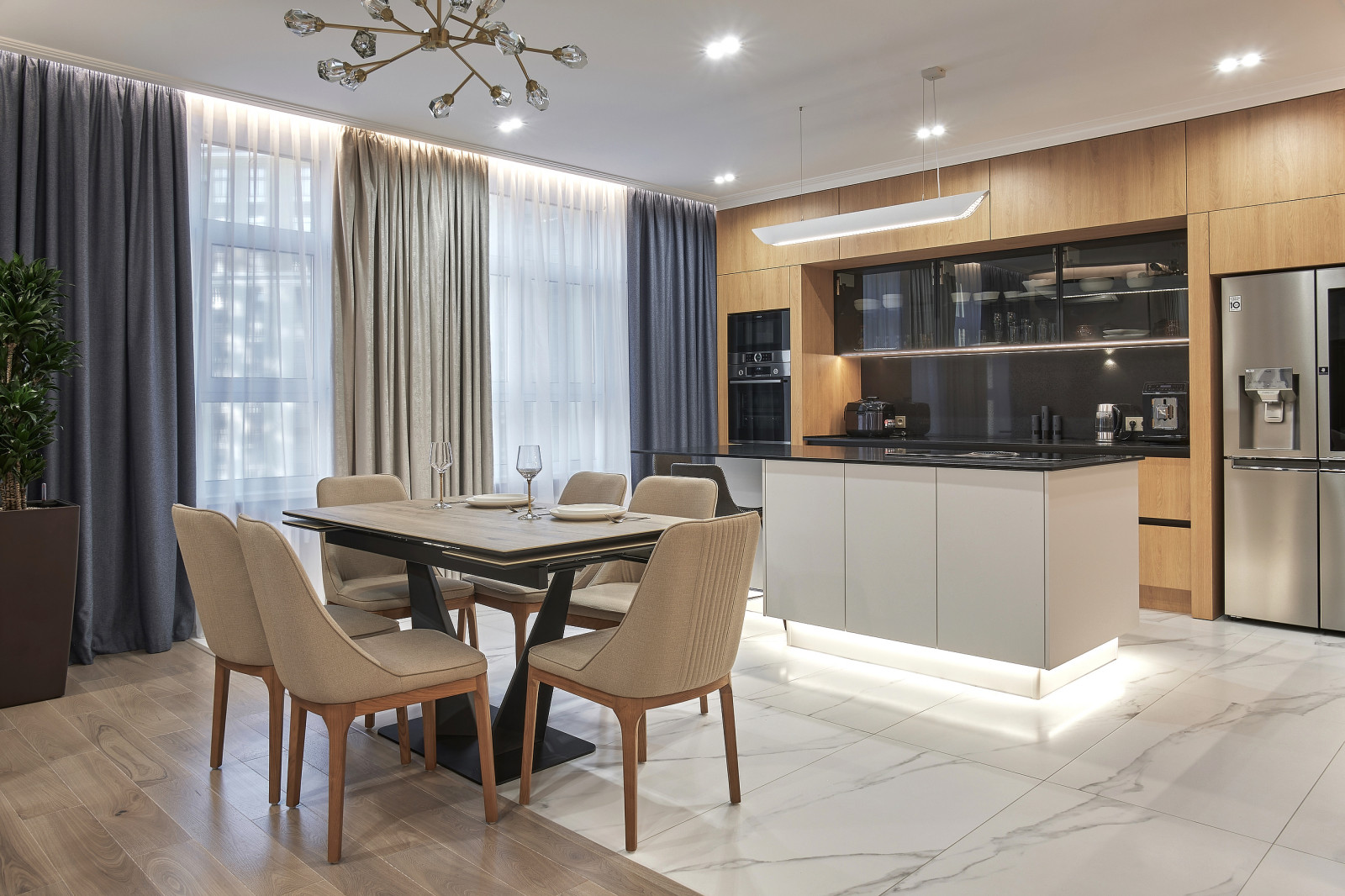 Кухня-гостиная 68 кв.м. 2022 г. Фотографии.