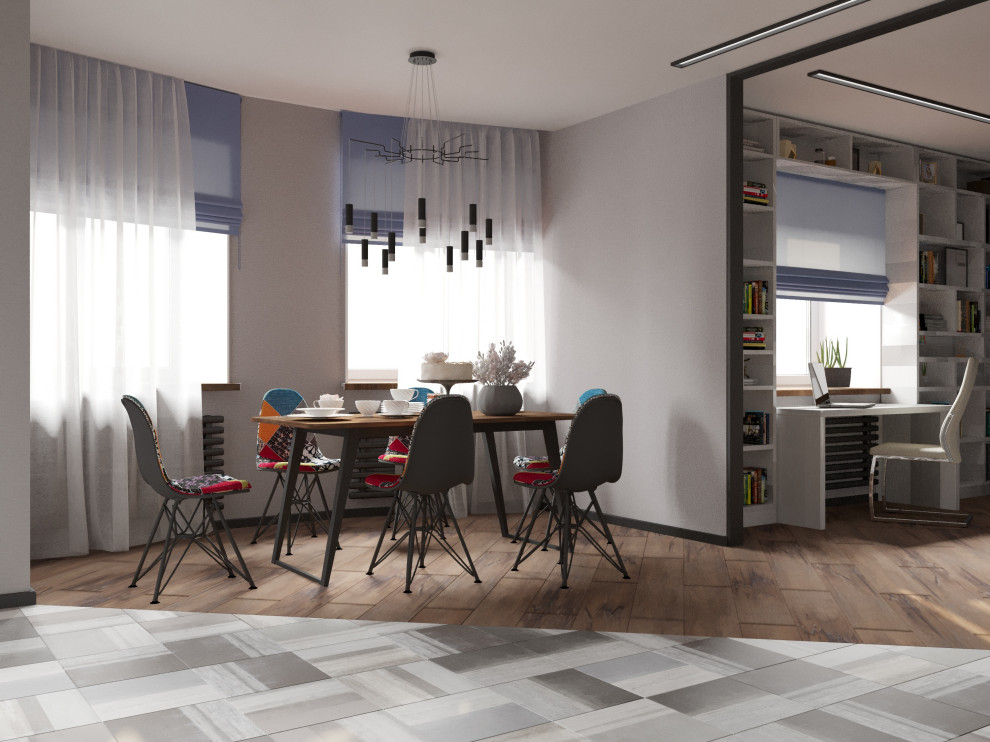 Интерьер двухуровневой четырехкомнатной квартиры