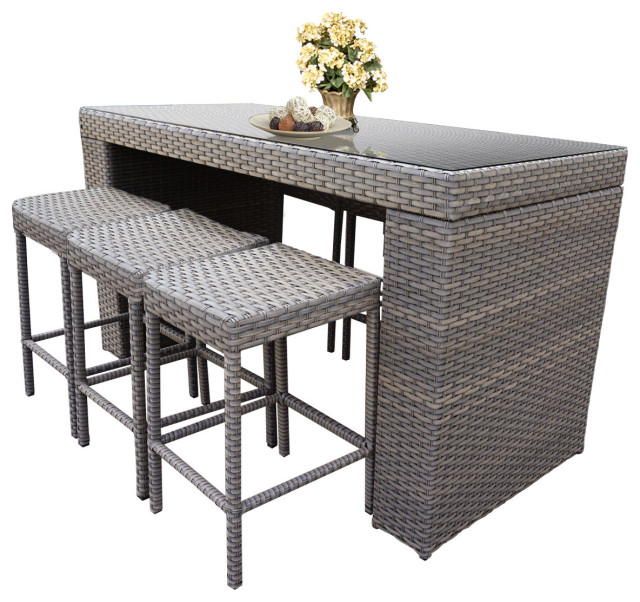 Wicker Patio Furniture Grey Stone, Patio Bar Bistro Set