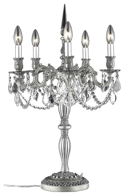 Elegant Lighting Rosalia Table Lamp, 18"x28", Pewter