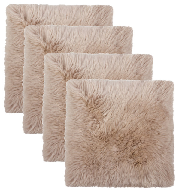 4Pack New Zealand Sheepskin Chair Seat Pad 17"X17" Contemporary