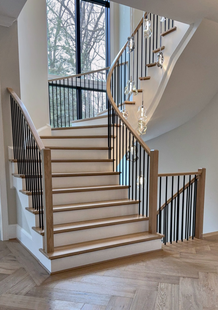 Metropolitan Railing Project #150 | Contemporary White Oak Curve - Contemporary - Staircase ...