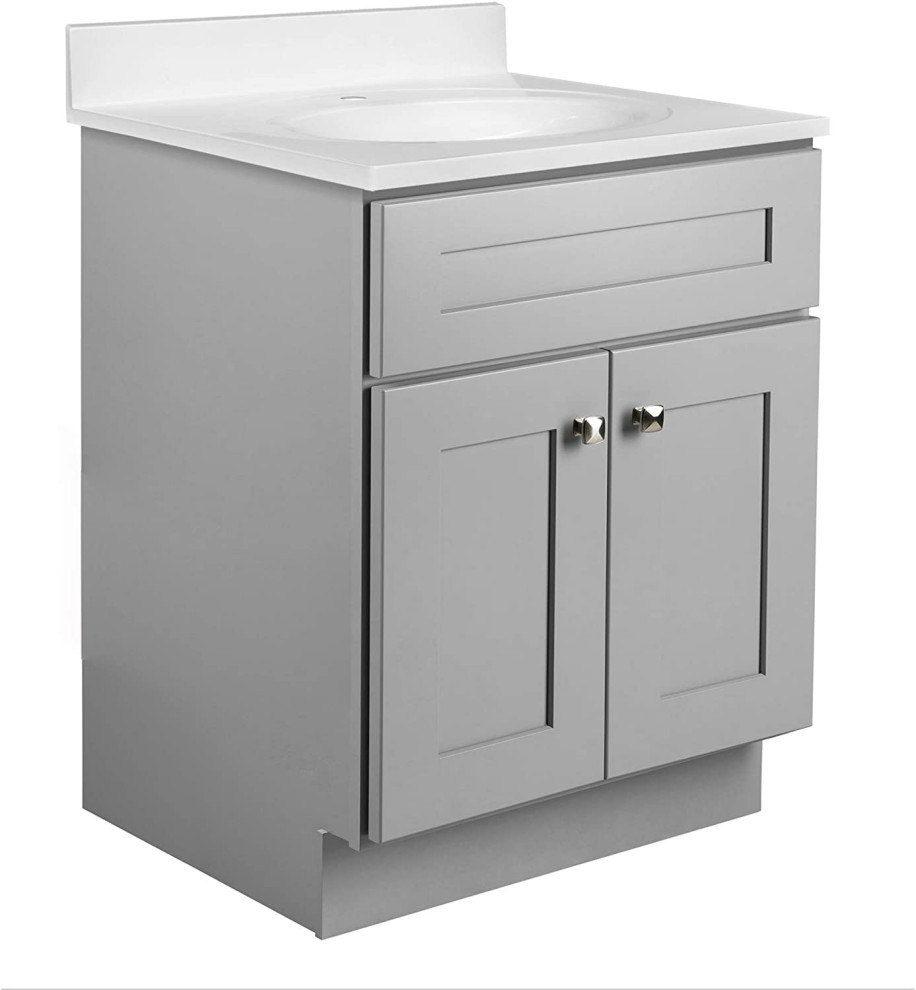 Modern Shaker Vanity Only, 24 x 21, Gray Traditional