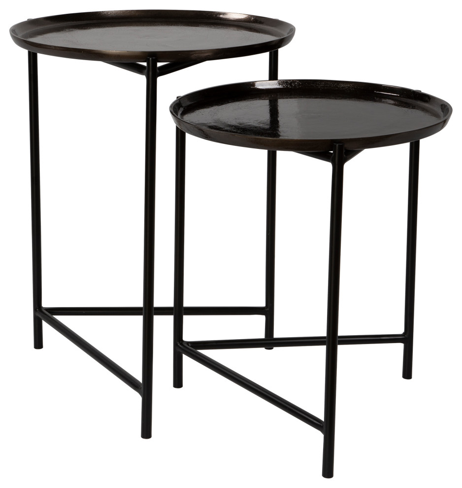 Uttermost Dark Nickel Nesting Tables, Set of 2 Industrial
