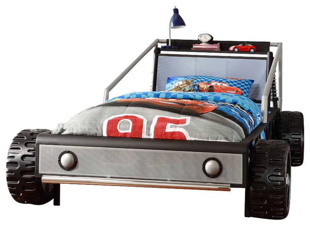 Homelegance Track Twin Race Car Bed in Silver