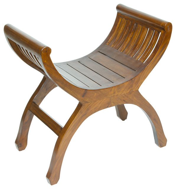 Small Acacia Bench Traditional Footstools & Ottomans by Santiago Pons