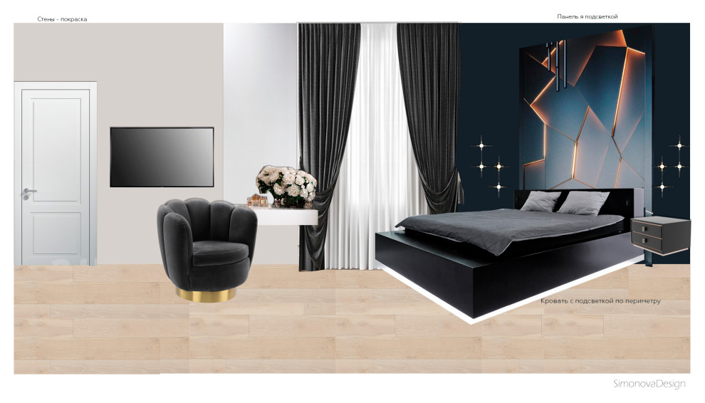 Уютный минимализм. Коллаж спальни