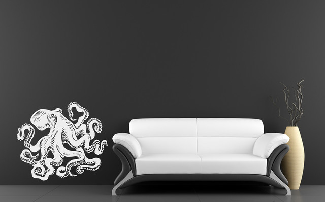 Giant Octopus Removable Vinyl Wall Art, White