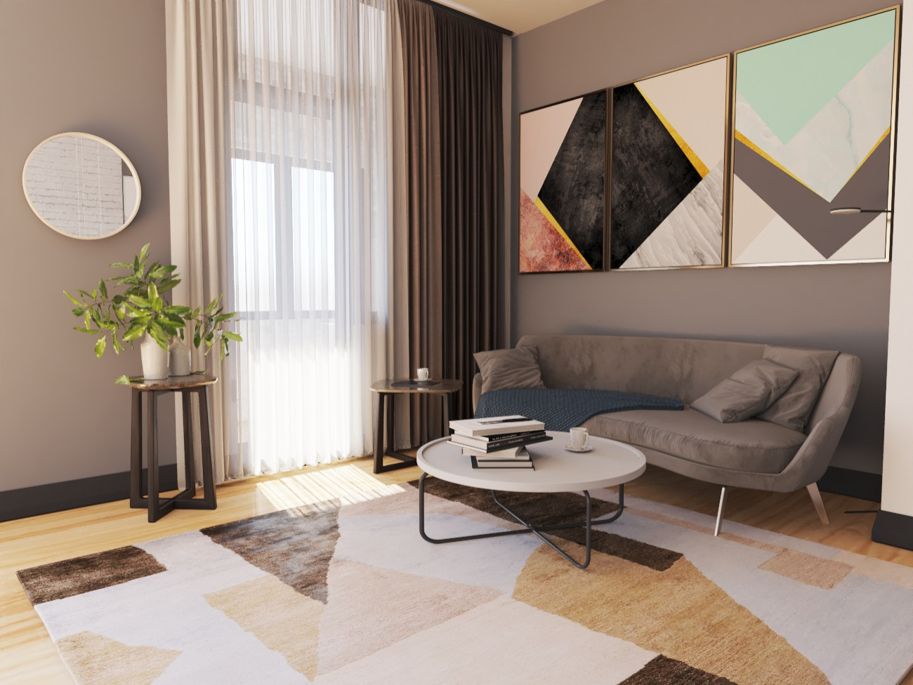 Визуализация гостиной и кухни