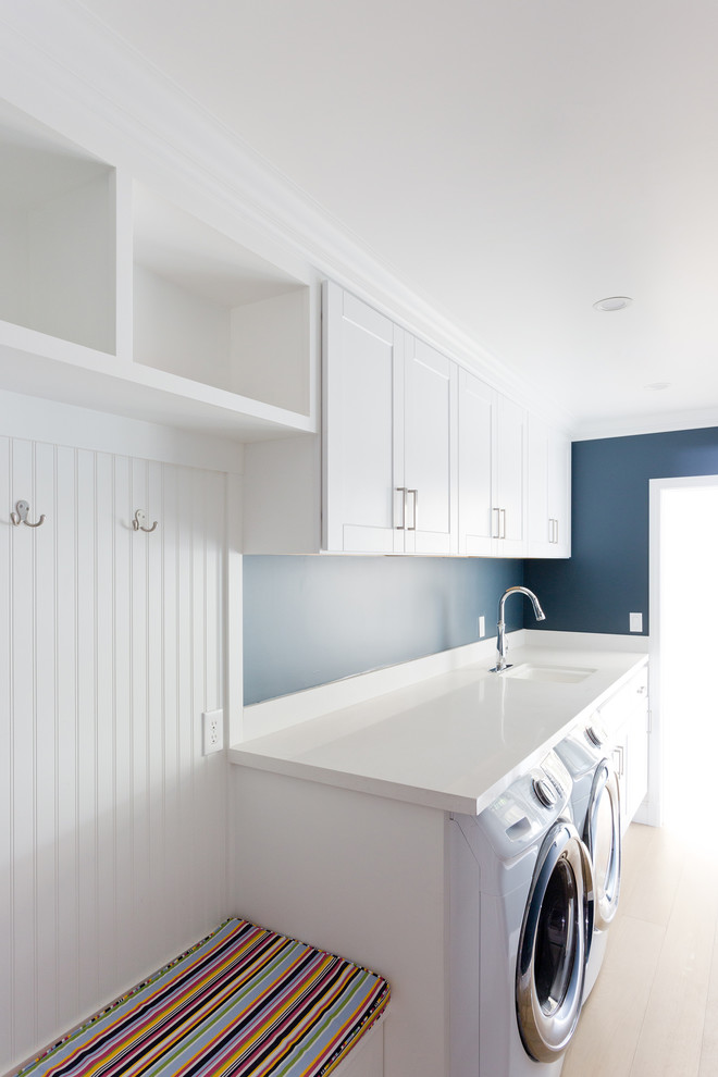 Transitional laundry room in Los Angeles.
