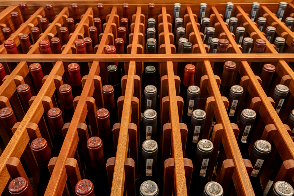 Media room converted into a unique 3,000 bottle wine cellar