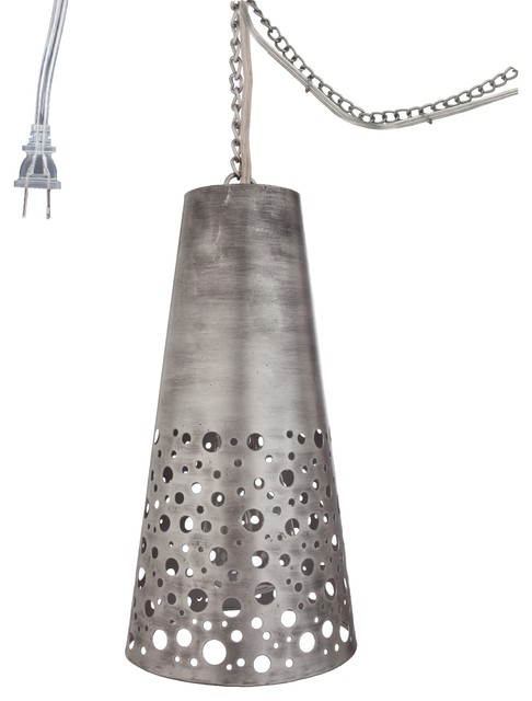 12 75 Bubble 1 Light Pierced Metal Cone Pendant Antiqued Silver 12 75 Bubble 1 Light Pierced Metal Cone Pendant Antiqued Silver Contemporary Lighting By River Of Goods