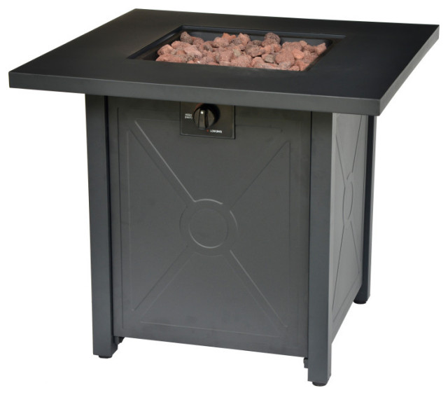 Paddock Lane 28" Sq. Gas Fire Pit Table Transitional Fire Pits by