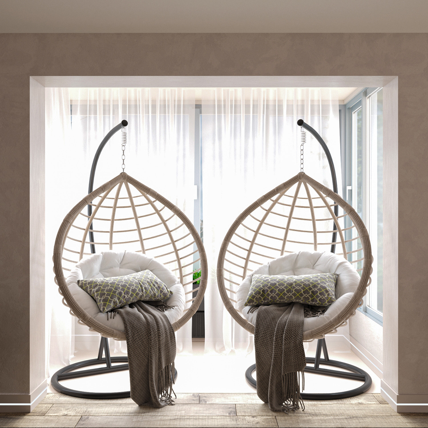 Современные оттенки серого и уютного дерева)