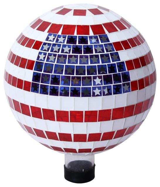 American Flag Gazing Globe, 10" - Contemporary - Outdoor Holiday