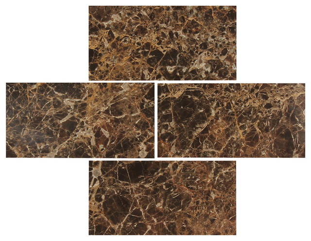 3 X6 Dark Emperador Polished Marble Subway Tiles Set Of 8 3 X6 Dark Emperador Polished Marble Subway Tiles
