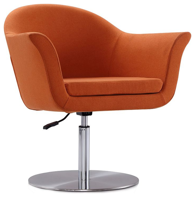 Voyager Swivel Adjustable Accent Chair, Orange and Brushed Metal