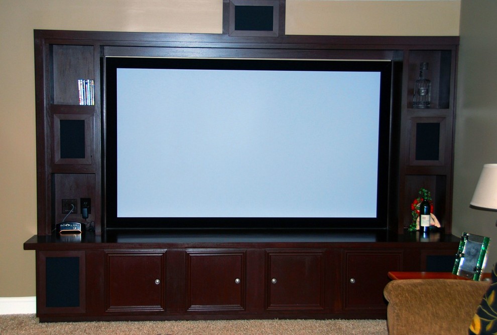 Inspiration for a timeless home theater remodel in Cleveland