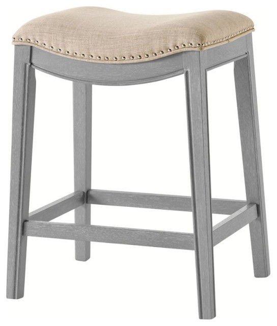 New Pacific Direct Grover 25.5" Fabric Counter Stool in Lyon Cream/Ash