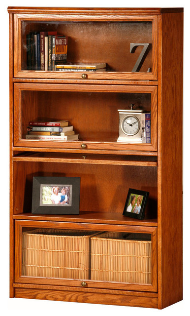 Eagle Furniture Classic Oak 4-Door Lawyer Bookcase, Dark Oak