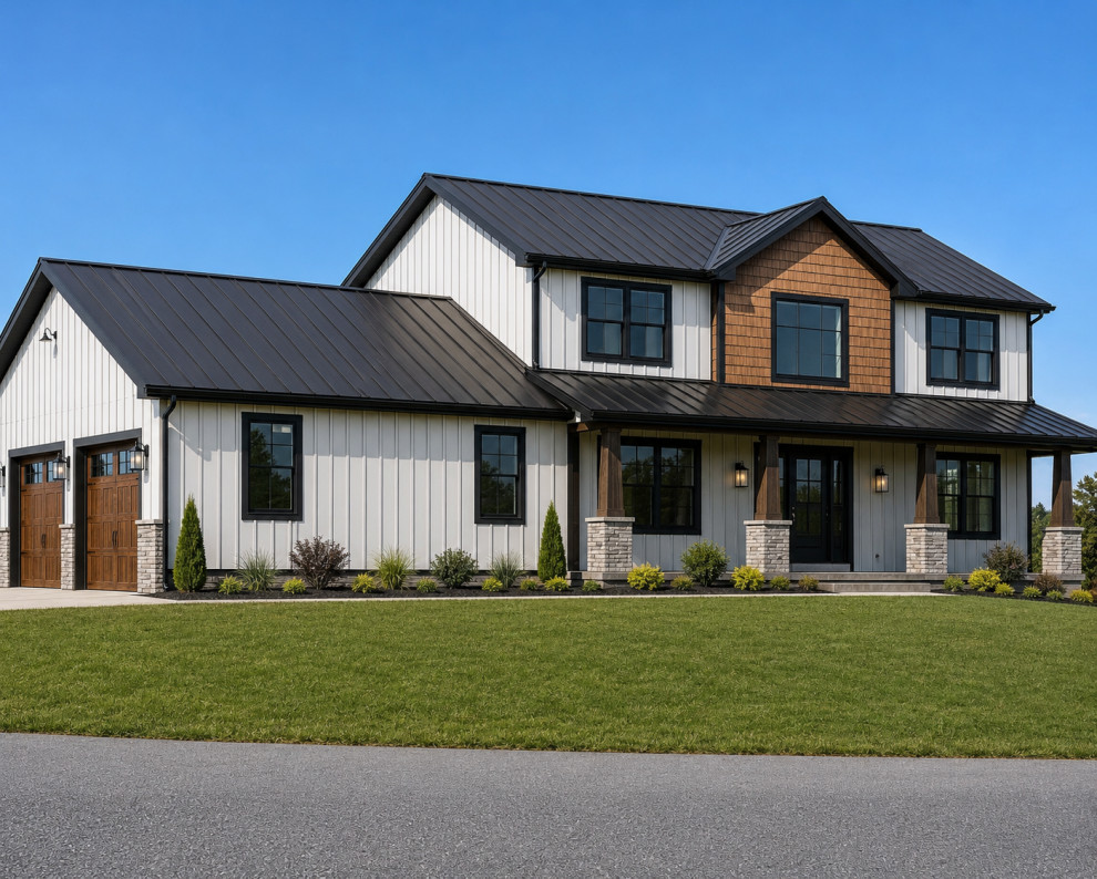 Modern Farmhouse Custom Home with Mixed-Material Exterior
