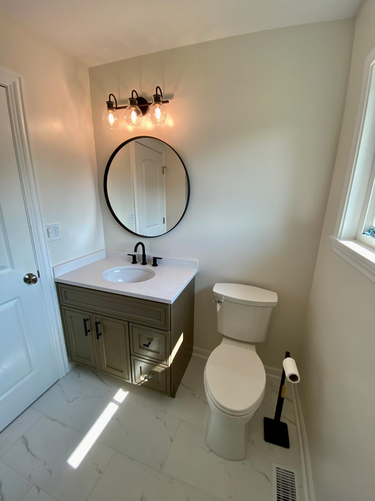 South Wheaton Small Master Bath Modern Bathroom Chicago by D