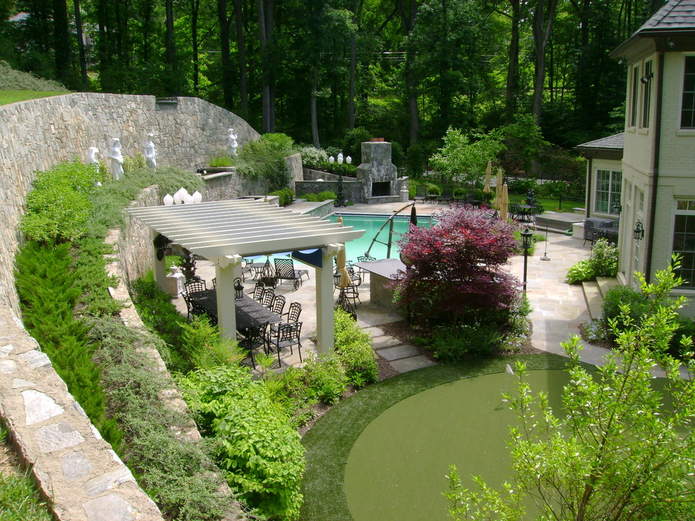 Inspiration for a traditional backyard stone outdoor sport court in Baltimore.