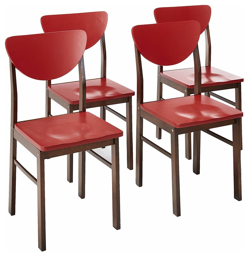 Owen Dining Side Chairs, Set of 4, Walnut and Red