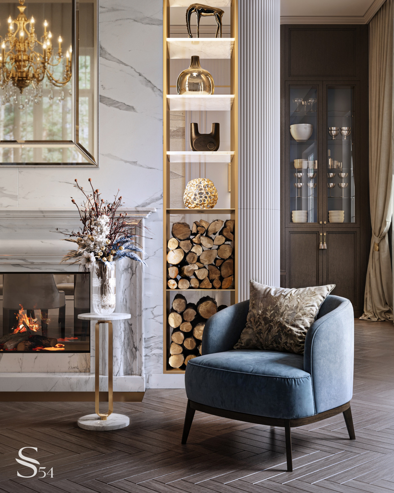 Зона с двусторонним камином